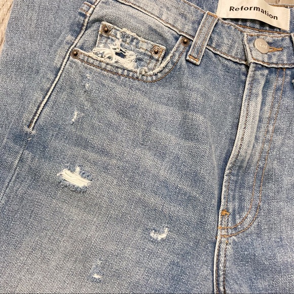 Reformation Julia Cropped Cigarette Distressed Jeans Size 23 NWT - Picture 5 of 11